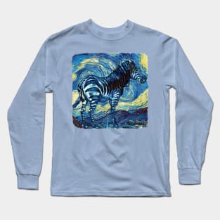 Zebra Van Gogh Style Long Sleeve T-Shirt